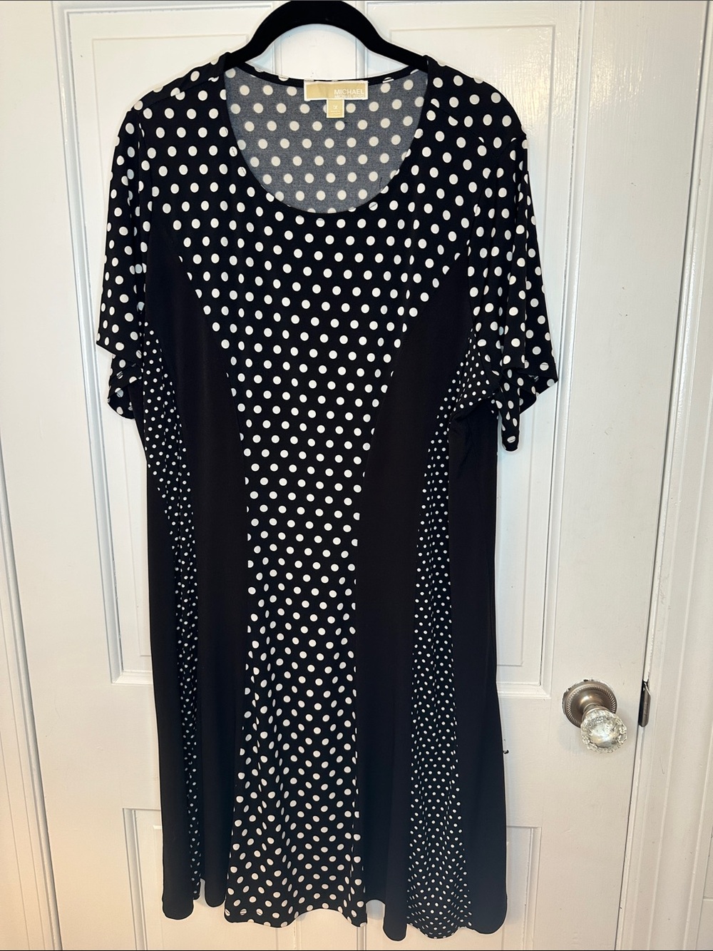 Michael by Michael Kors Black Dress with White Polka Dots size 1X EUC
